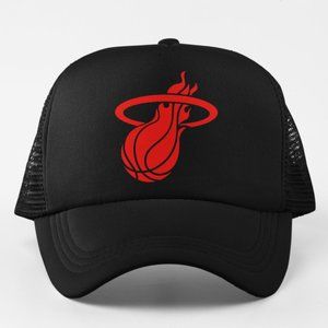 NEW Miami Heat Logo Foam Trucker Mesh Snapback Hat BLACK